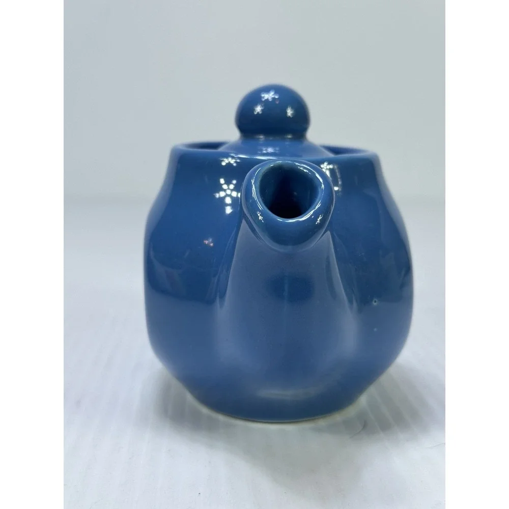 Vintage HF Coors China 161 Chefsware Teapot MCM Blue Inglewood CA USA Small